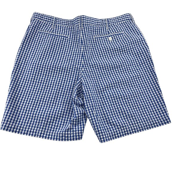 Lands End Mens Blue Gingham Check Shorts Size 40 Traditional Fit Cotton Blend - Picture 4 of 4